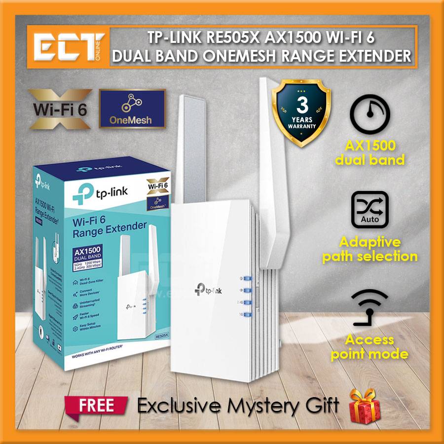 TPLink RE505X AX1500 Wireless Dual Band WiFi 6 OneMesh Range Extender