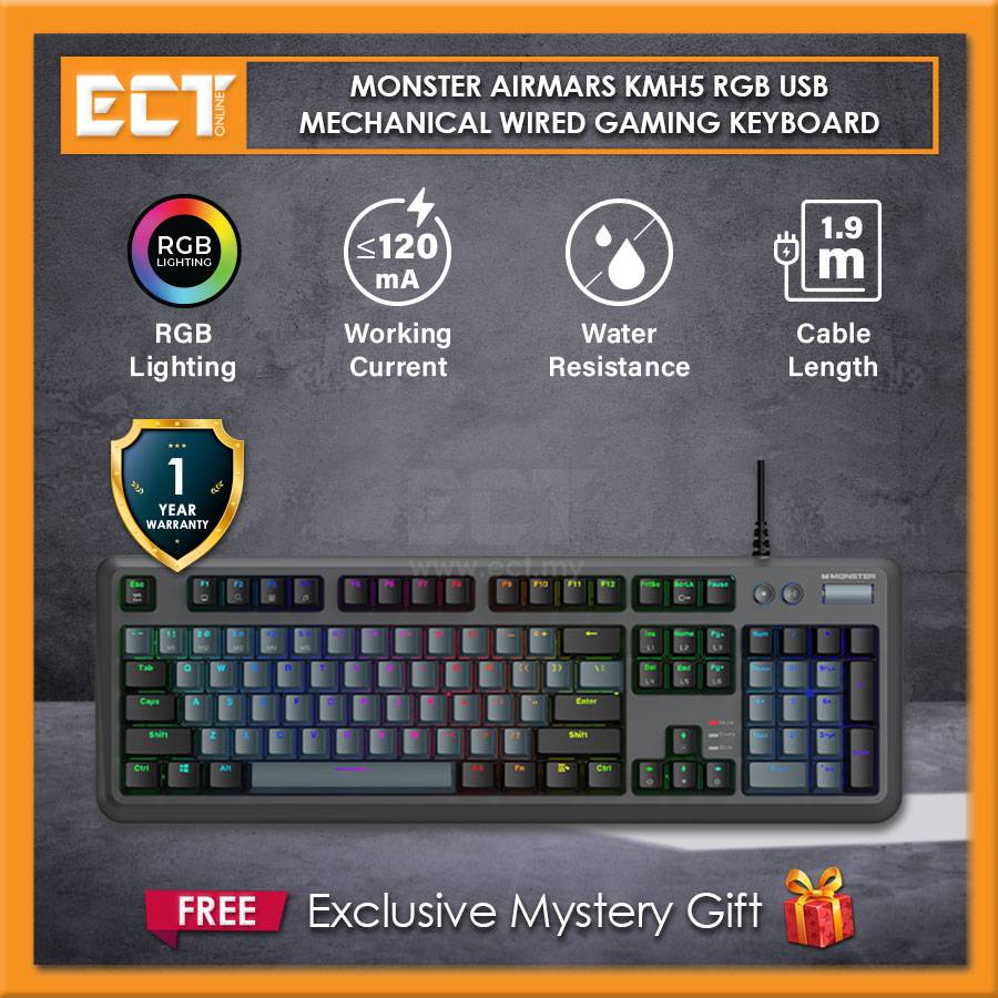 Monster Airmars KMH5 RGB USB Mechanical Wired Gaming Keyboard with