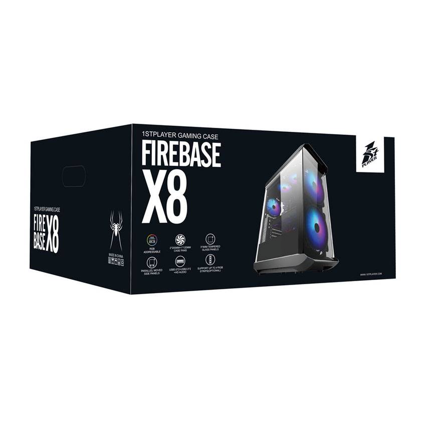 1STPLAYER FireBase X8 ATX RGB LED Strip Tempered Glass Gaming Casing ...