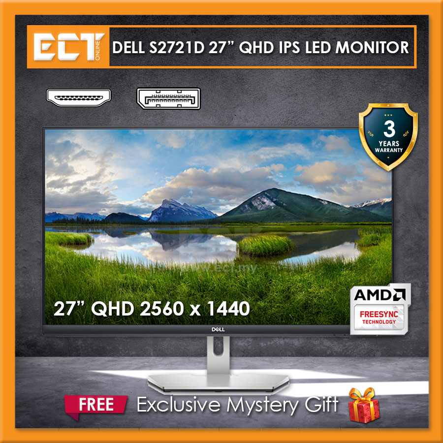 Dell S2721D 27" QHD 2560x1440 IPS LED Monitor with AMD FreeSync (HDMI, DP)