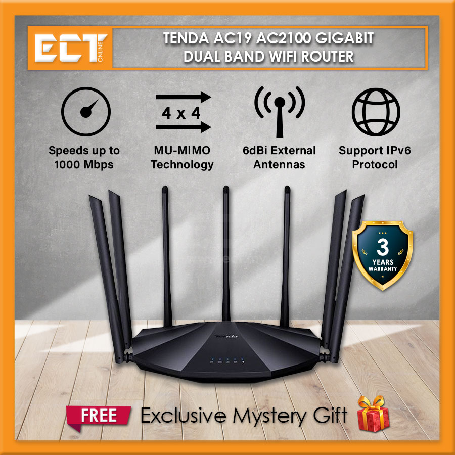 Tenda AC19 AC2100 Gigabit Dual Band Wifi Router